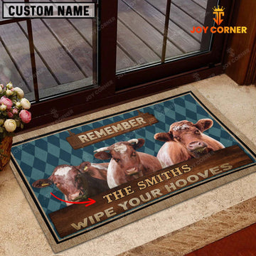Joycorners Shorthorn Wipe Your Hooves Custom Name Doormat