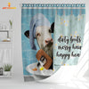 Joy Corners Black Baldy Dirty Boots, Messy Hair, Happy Heart  3D Shower Curtain