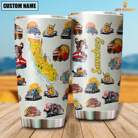 Joy corners Custom Name And State Trucker Tumbler
