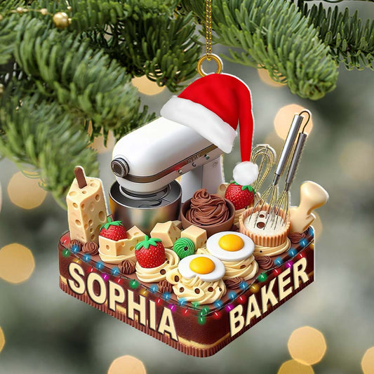 Joycorners Making Cake Christmas Ornament, Personalized Ornament 2D Flat LM2211