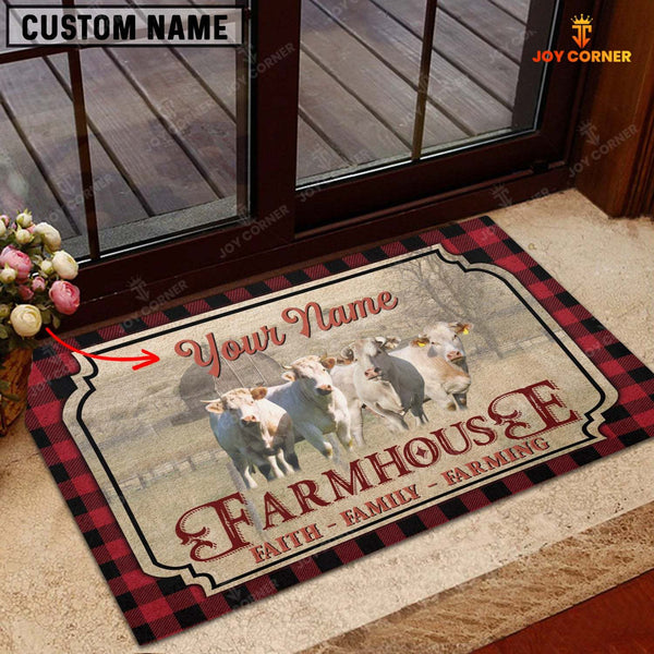 Joycorners Charolais Faith Family Farming Custom Name Doormat