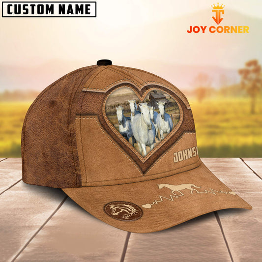 Joycorners White Horses Heart Shaped Style Customized Name Cap