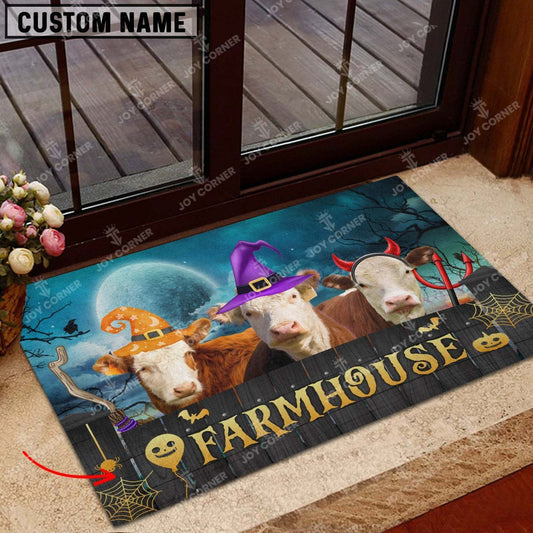 Joycorners Hereford Cute Halloween Custom Name Doormat