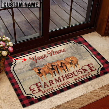 Joycorners Beefmaster Faith Family Farming Custom Name Doormat