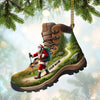 Joycorners Custom Name Santa Hiking Ornament, Hiking Lover Christmas Gift 2D Flat LM2111