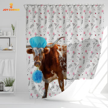 Joycorners Texas Longhorn Flower 3D Shower Curtain