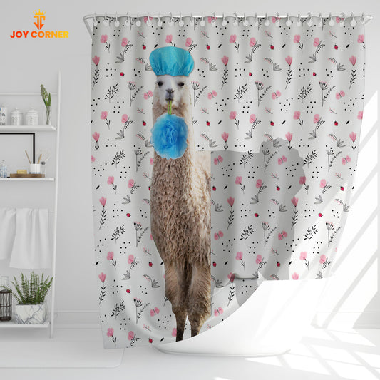 Joycorners Llama Flower 3D Shower Curtain