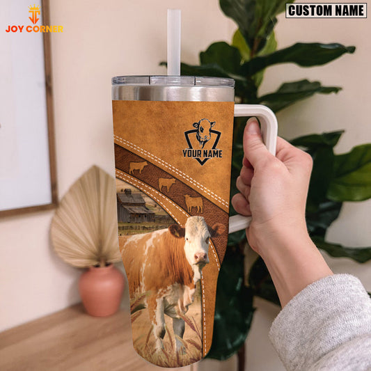 Joycorners Simmental Pattern Customized Name Handle Cup