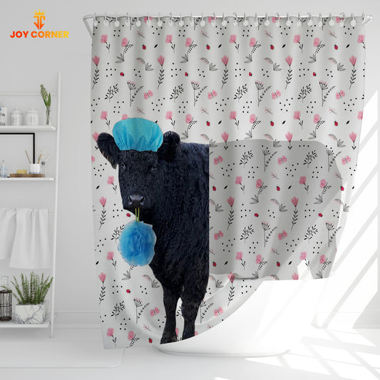 Joycorners Belted Galloway Flower 3D Shower Curtain