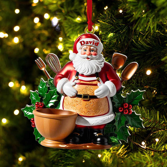 Joycorners Custom Name Baker Santa Ornament, Christmas Gift for Baking Lover 2D Flat LM2211