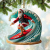 Joycorners Custom Name Santa Surfing Ornament, Christmas Gift Decoration 2D Flat LM2111