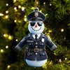 Joycorners Custom Name Police Snowman Ornament, Christmas Gift for Police 2D Flat LM2111