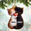 Joycorners Custom Name Couple Cat Ornament, Couple Christmas Gift 2D Flat LM2111