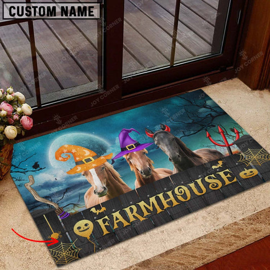 Joycorners Horse Cute Halloween Custom Name Doormat