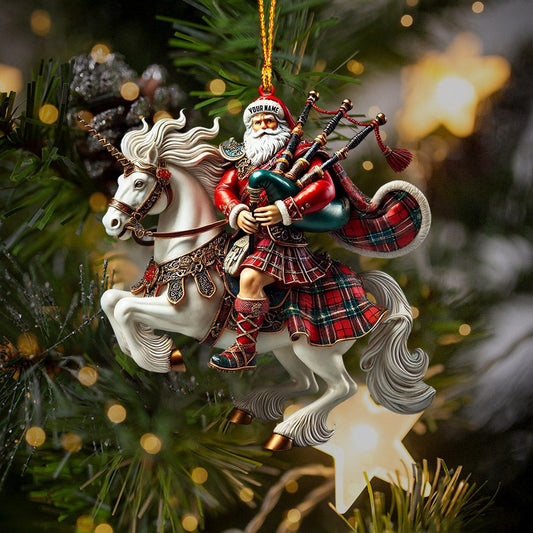 Joycorners Santa Rider On Horseback Christmas Ornament, Personalized Ornament 2D Flat LM2211