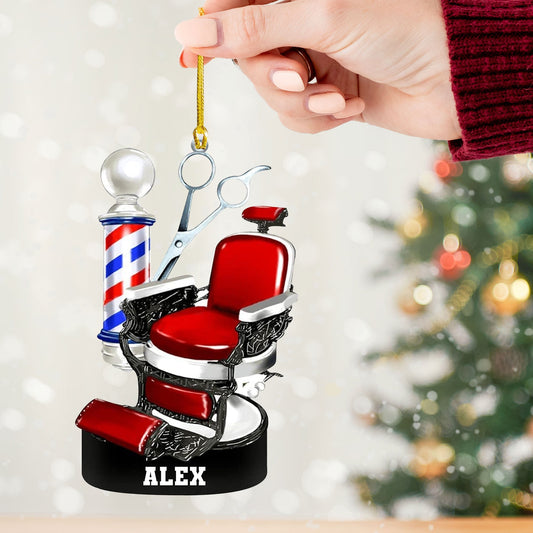 Joycorners Custom Barber Chair Ornament, Personalized Ornament 2D Flat LM2211