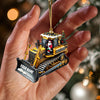 Joycorners Santa Rides Snowplow Christmas Ornament, Personalized Ornament 2D Flat LM2211