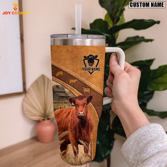 Joycorners Red Angus Pattern Customized Name Handle Cup