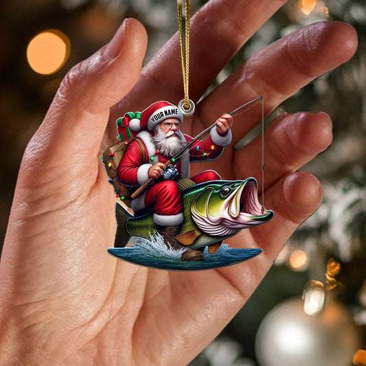 Joycorners Fishing Santa Christmas Ornament, Personalized Ornament 2D Flat LM2211