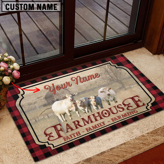 Joycorners Charolais No Horn Faith Family Farming Custom Name Doormat