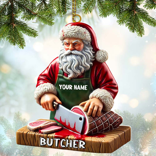 Joycorners Custom Santa Butcher Ornament, Personalized Ornament 2D Flat LM2211