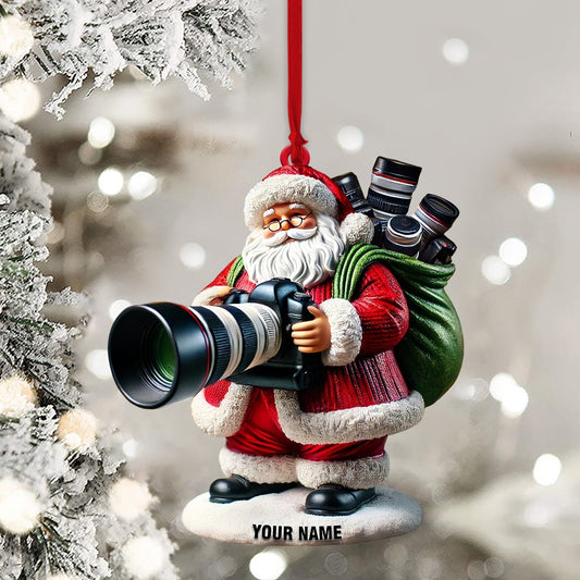 Joycorners Santa Photographer Home Decor Christmas Ornament, Personalized Ornaments 2D Flat LM2211