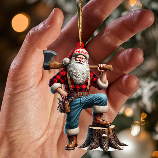 Joycorners Carpenter Santa Christmas Ornament, Personalized Ornaments 2D Flat LM2211