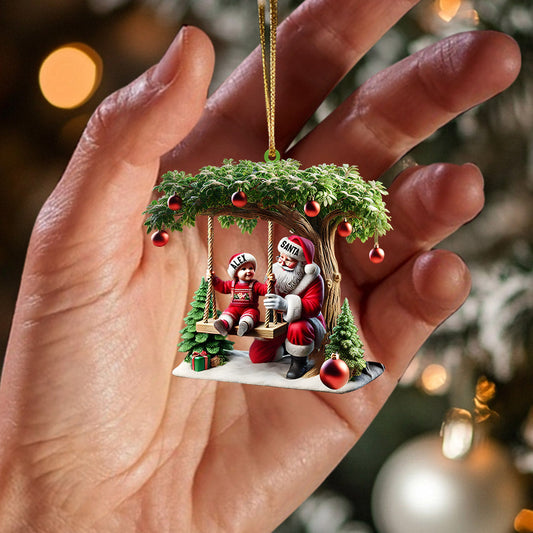 Joycorners Kid And Santa Decor Christmas Ornament, Personalized Ornament 2D Flat LM2211