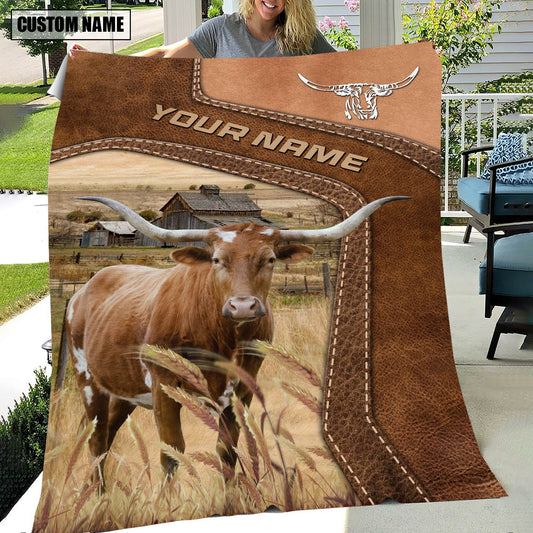 Joycorners Big Custom Name Texas Longhorn Blanket