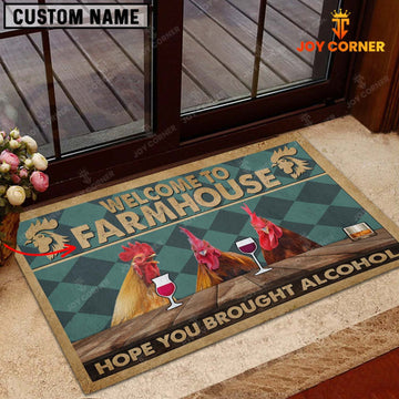 Joycorners Rooster Hope You Bought Alcohol Custom Name Doormat