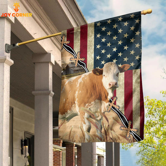 Joycorners Simmental Pattern America Farming 3D Flag