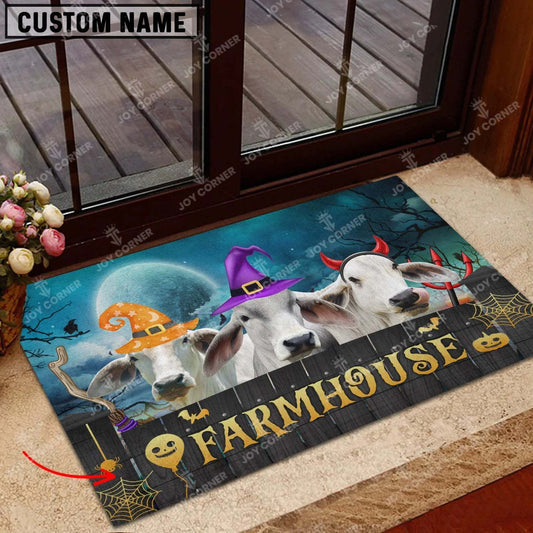 Joycorners Brahman Cattle Cute Halloween Custom Name Doormat