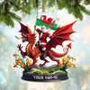 Joycorners Custom Name Santa Dragon Ornament, Christmas Gift for Dragon Lover4 2D Flat LM2111