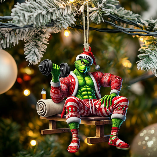 Joycorners ELF Dumbbell Lift Home Decor Christmas Ornament, Personalized Ornament 2D Flat LM2211