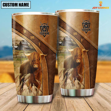 Joycorners Custom Name Highland Cattle Pattern Tumbler