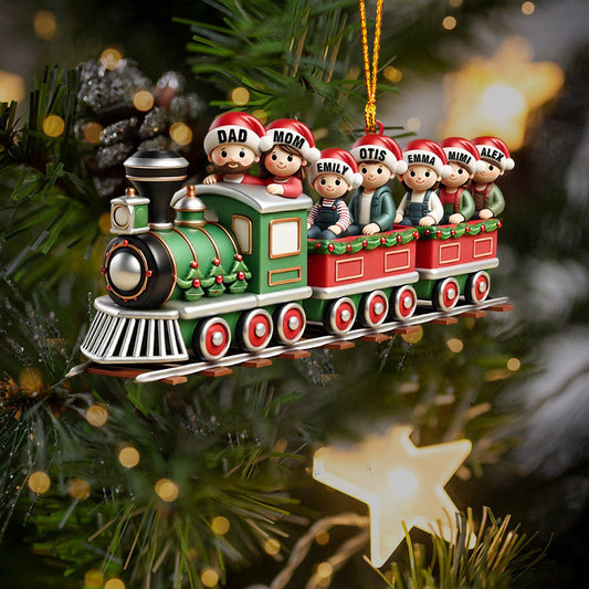 Joycorners Family Train Home Decor Christmas Ornament, Personalized Ornament 2D Flat LM2211