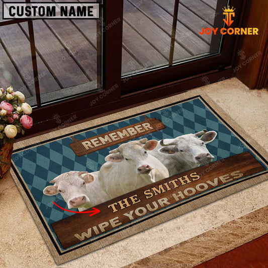 Joycorners Charolais Wipe Your Hooves Custom Name Doormat