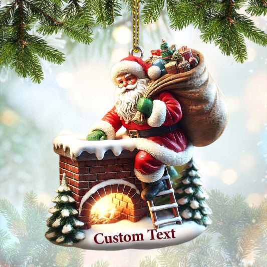 Joycorners Custom Ornament, Santa On The Roof Ornament, Christmas Decor 2D Flat LM2211