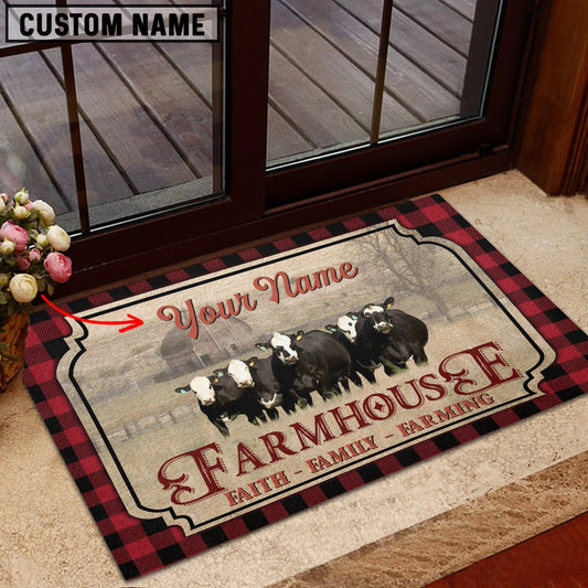 Joycorners Black Baldy Faith Family Farming Custom Name Doormat