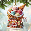 Joycorners Custom Name Santa Ice Cream Ornament, Santa Christmas Gift 2D Flat LM2111