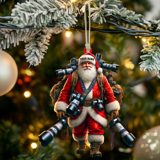 Joycorners Photographer Santa Home Decor Christmas Ornament, Personalized Ornament 2D Flat LM2211