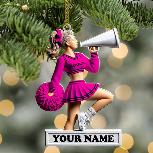 Joycorners Custom Name Cheerleader Ornament, Cheerleader Christmas Gift 2D Flat LM2211