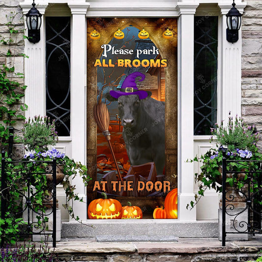 Joycorners Happy Halloween Black Angus Please Park All Brooms Door Cover