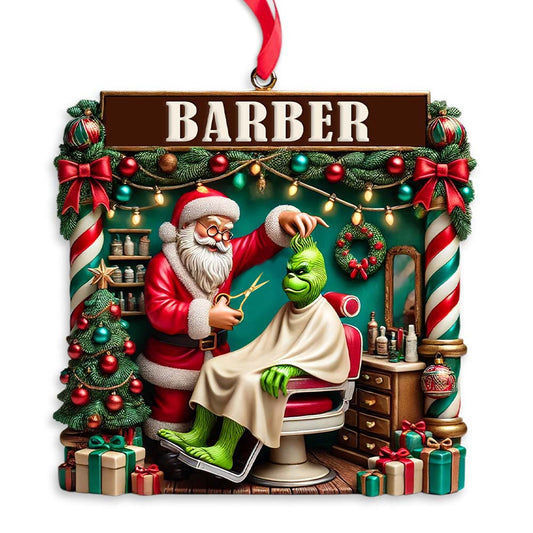 Joycorners Custom Barber Santa Ornament, Personalized Ornament 2D Flat LM2211