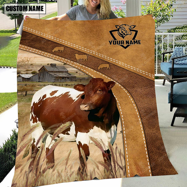 Joycorners Personalized Name Pinzgauer Cattle Brownie Background Blanket