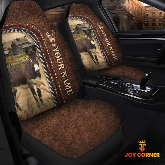 Joycorners Mule Personalized Name Leather Pattern Car Seat Covers Universal Fit (2Pcs)