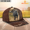 Joycorners Black Simmental Customized Name Leather Pattern Cap