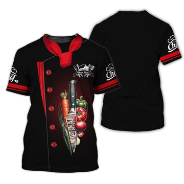 Joycorners Personalized Chef Shirt - Fresh Harvest Knife & Vegetables Emblem MT2509