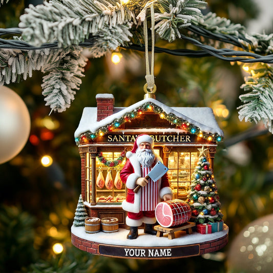Joycorners Santa Butcher House Home Decor Christmas Ornament, Personalized Ornament 2D Flat LM2211