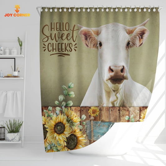 Joycorners Charolais Hello Sweet Cheeks 3D Shower Curtain